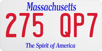 MA license plate 275QP7