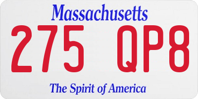 MA license plate 275QP8