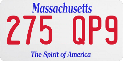 MA license plate 275QP9