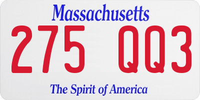 MA license plate 275QQ3