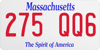 MA license plate 275QQ6