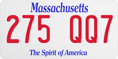 MA license plate 275QQ7