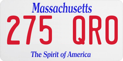 MA license plate 275QR0