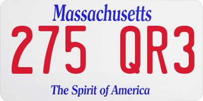 MA license plate 275QR3