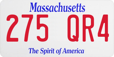 MA license plate 275QR4