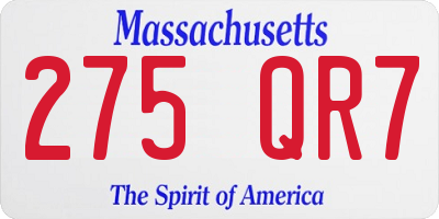 MA license plate 275QR7