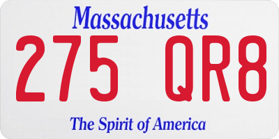 MA license plate 275QR8