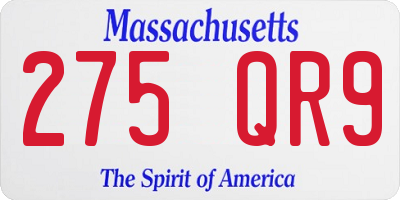MA license plate 275QR9