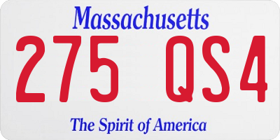 MA license plate 275QS4