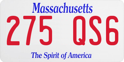 MA license plate 275QS6
