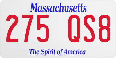 MA license plate 275QS8