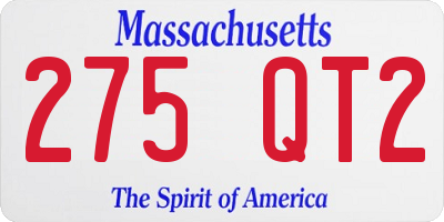 MA license plate 275QT2