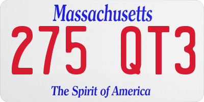 MA license plate 275QT3