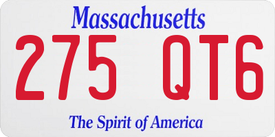 MA license plate 275QT6