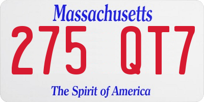 MA license plate 275QT7
