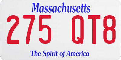 MA license plate 275QT8
