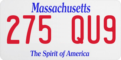 MA license plate 275QU9