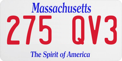 MA license plate 275QV3