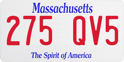 MA license plate 275QV5