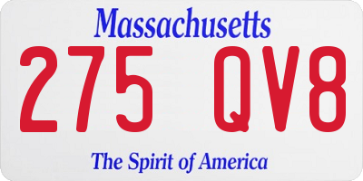 MA license plate 275QV8
