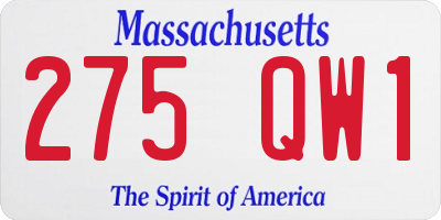 MA license plate 275QW1