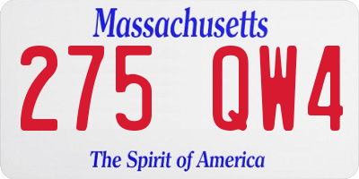 MA license plate 275QW4