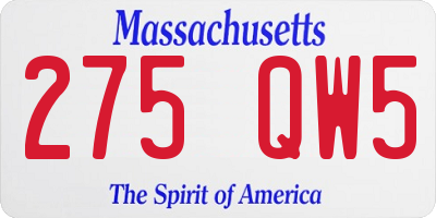 MA license plate 275QW5