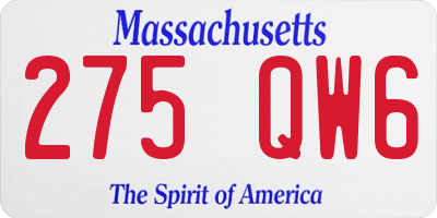 MA license plate 275QW6