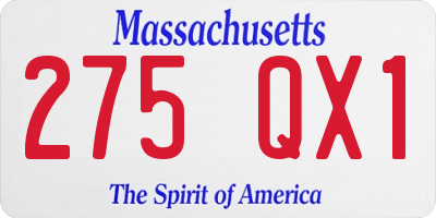 MA license plate 275QX1