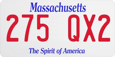 MA license plate 275QX2
