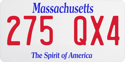 MA license plate 275QX4