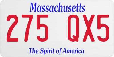 MA license plate 275QX5