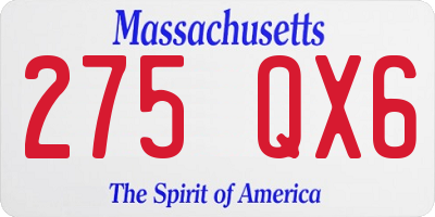 MA license plate 275QX6