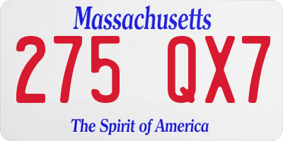 MA license plate 275QX7