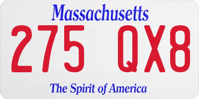 MA license plate 275QX8