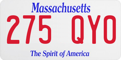 MA license plate 275QY0