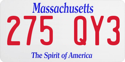 MA license plate 275QY3