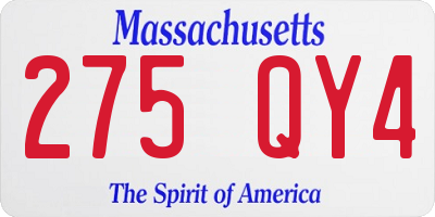 MA license plate 275QY4