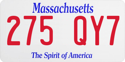 MA license plate 275QY7
