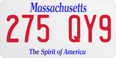 MA license plate 275QY9