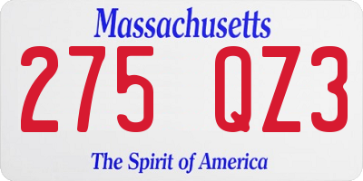MA license plate 275QZ3