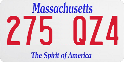 MA license plate 275QZ4