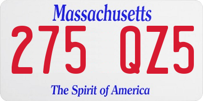 MA license plate 275QZ5