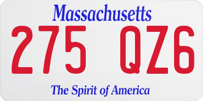 MA license plate 275QZ6