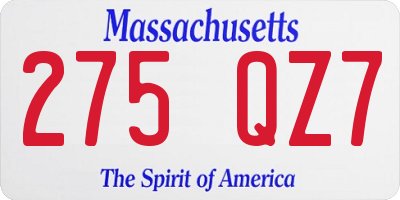 MA license plate 275QZ7