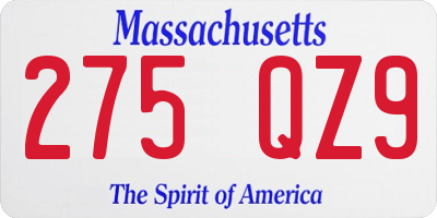 MA license plate 275QZ9