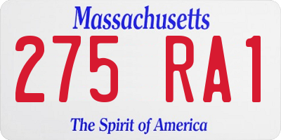 MA license plate 275RA1