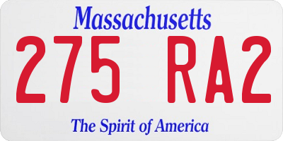 MA license plate 275RA2
