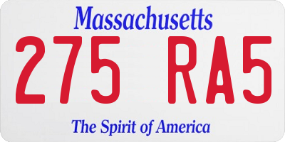 MA license plate 275RA5