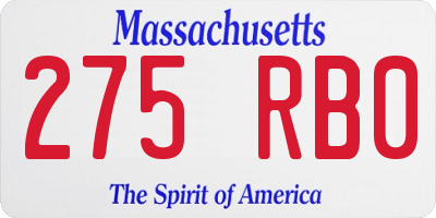 MA license plate 275RB0
